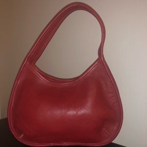 RED leather Coach Shoulder/baguette Bag